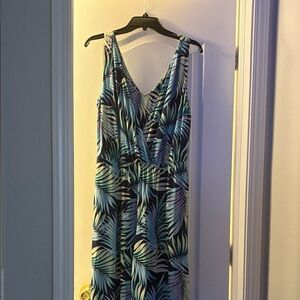Tommy Bahama Blue and Green Leaf Jumpsuit